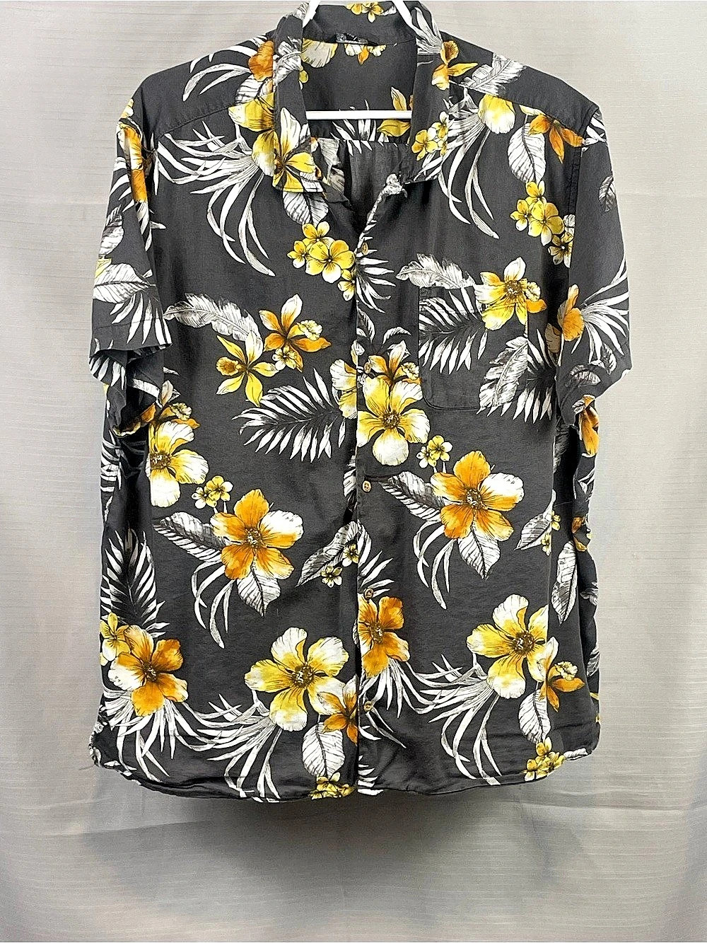 George Men's 2XL Hawaiian Tropical Floral Short Sleeve Button Down Shirt